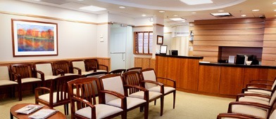 Waiting room at SkinCare Physicians in Chestnut Hill, Massachusetts