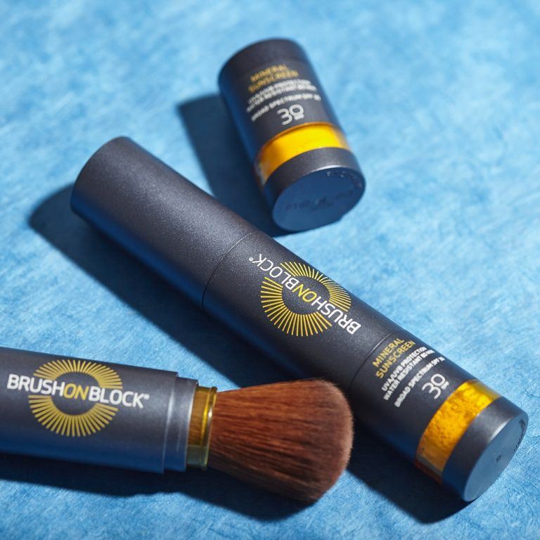 Reapplying sunscreen made easy with Brush on Block SkinCare Physicians