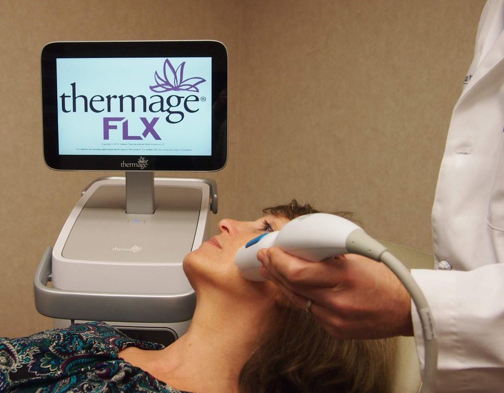 Woman treated with Thermage FLX for skin tightening