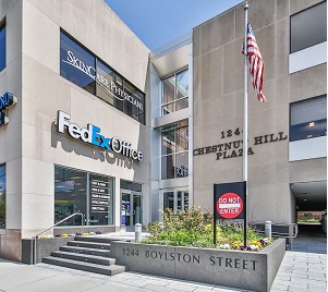 Our building entrance on Boylston Street in Chestnut Hill