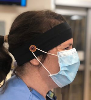 Surgical mask attached headband to avoid pressure behind hears