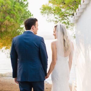 Groom and bride leaving