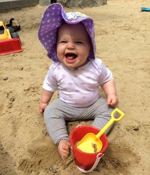 Baby's skin protected while playing outside